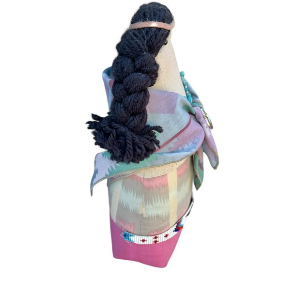 Signed by Kathy Handcrafted 12" Native American Wini Doll W/ bead necklace - Picture 7 of 14